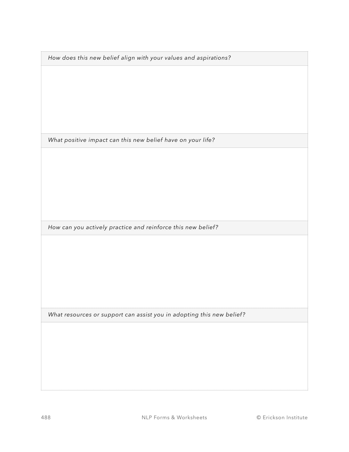 Empowering Beliefs Exploration Worksheet - Neuro Linguistic Programming 2