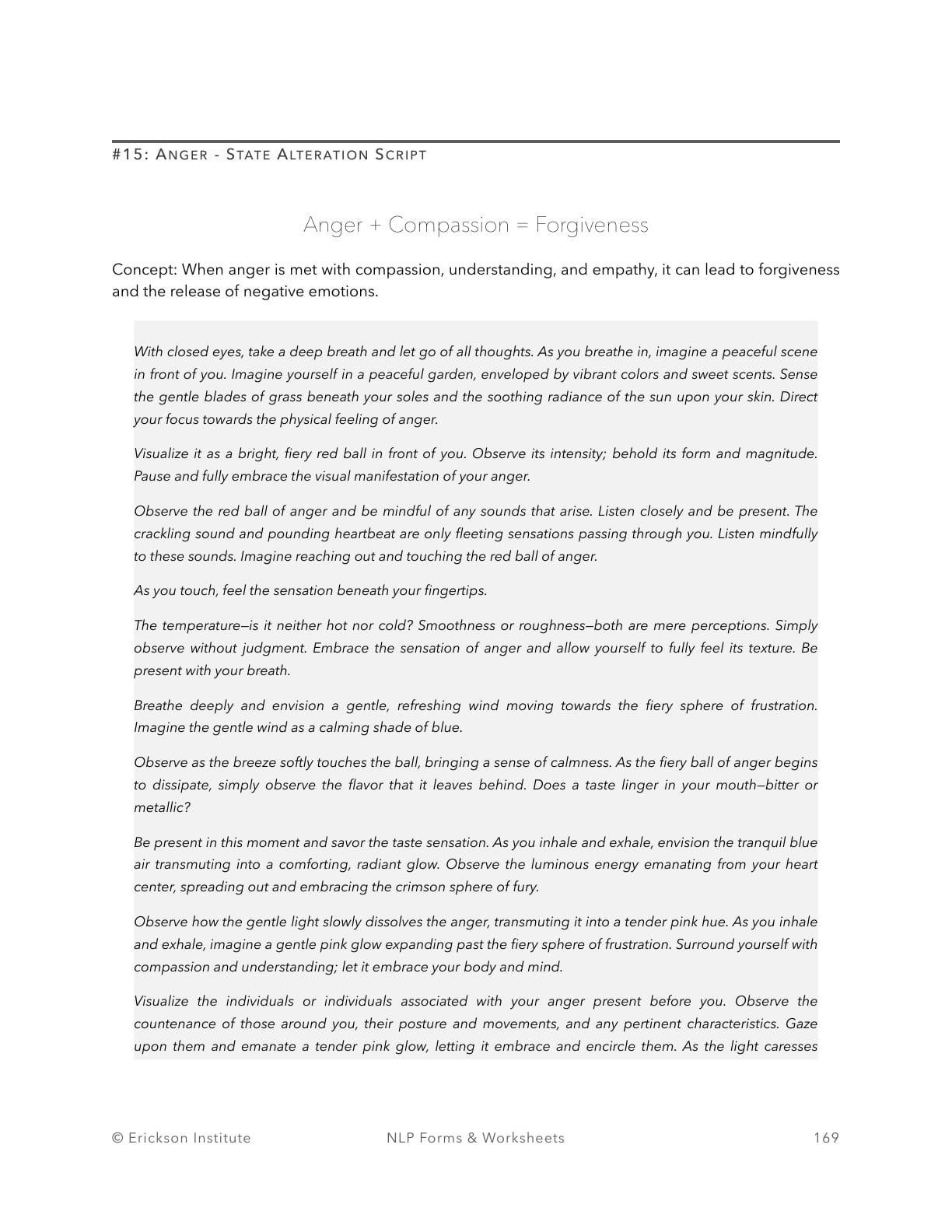 Anger - State Alteration Script - Neuro Linguistic Programming 1