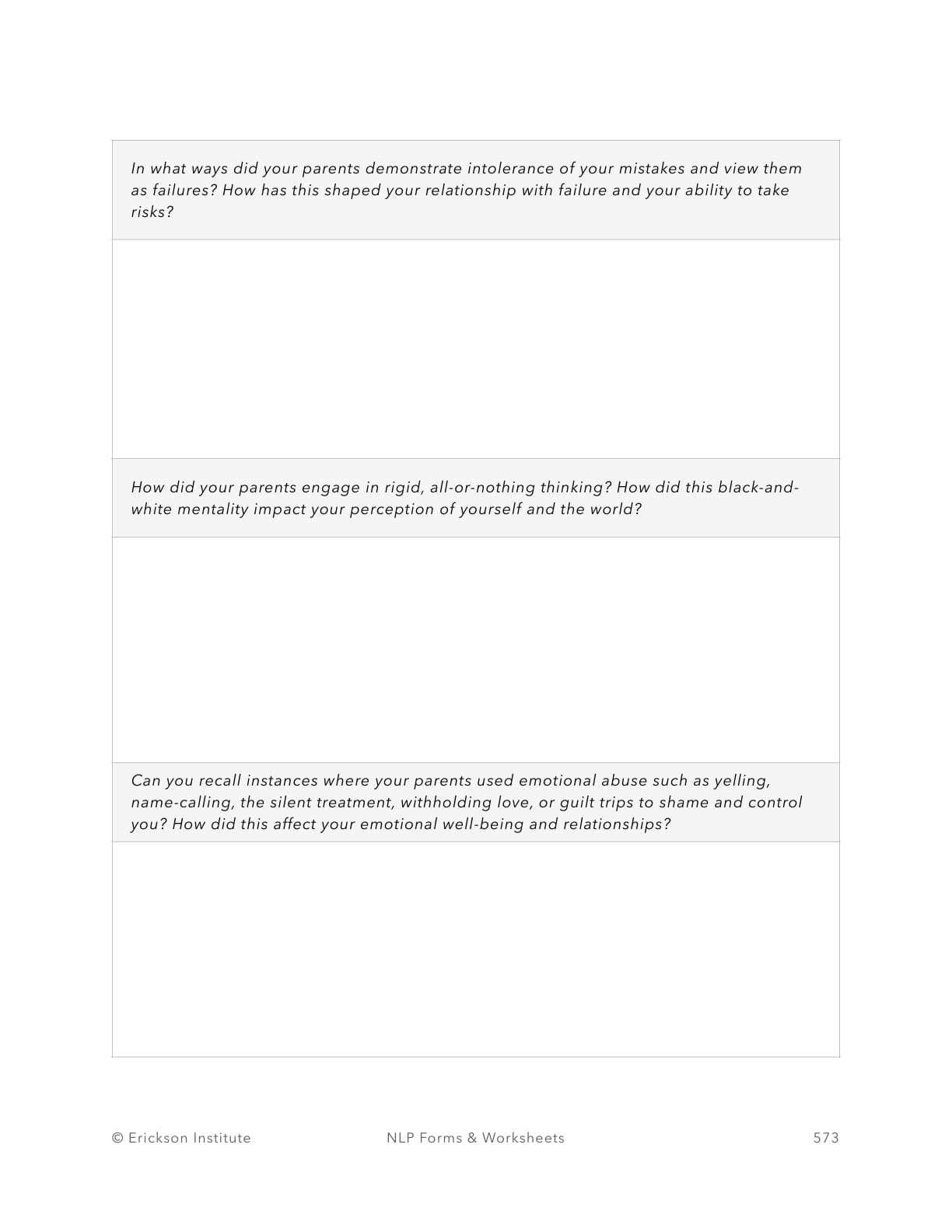 Damaged By Parents Form - Neuro Linguistic Programming 3