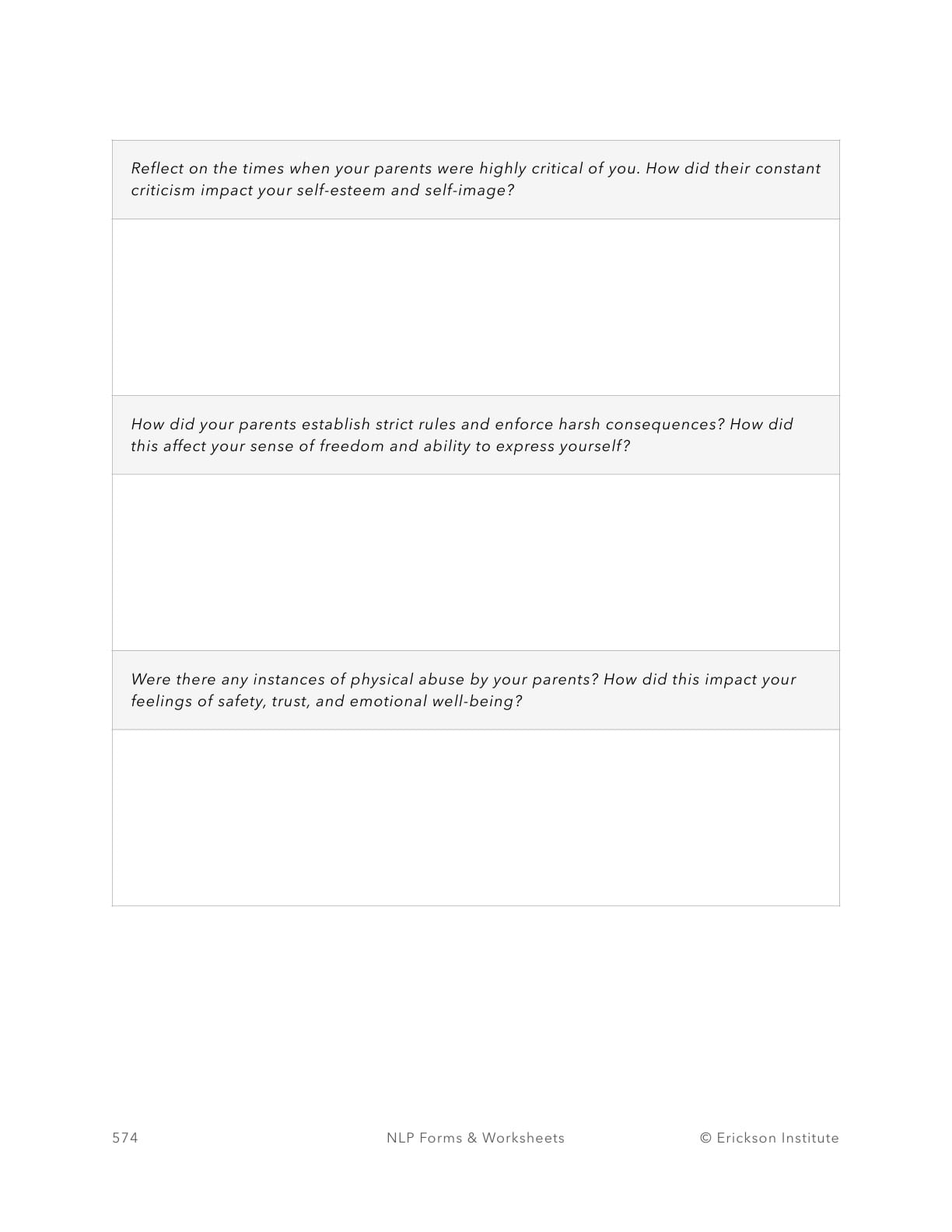 Damaged By Parents Form - Neuro Linguistic Programming 4