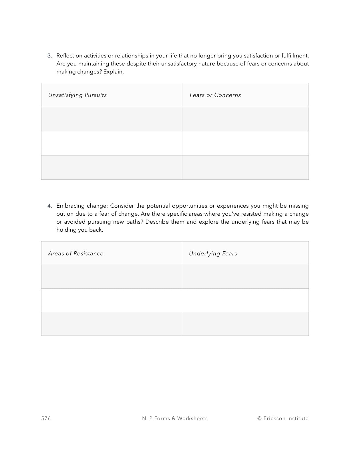 Missed Opportunities Reflection Worksheet - Neuro Linguistic Programming 2