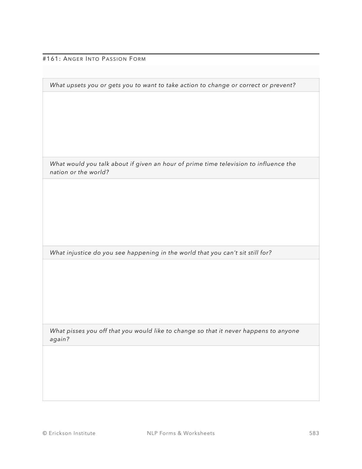 Anger Into Passion Form - Neuro Linguistic Programming 1