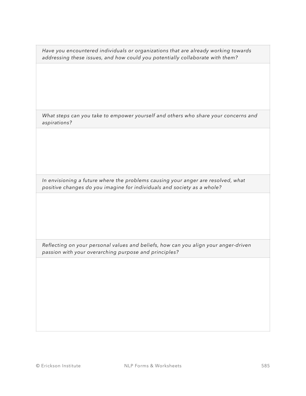 Anger Into Passion Form - Neuro Linguistic Programming 3