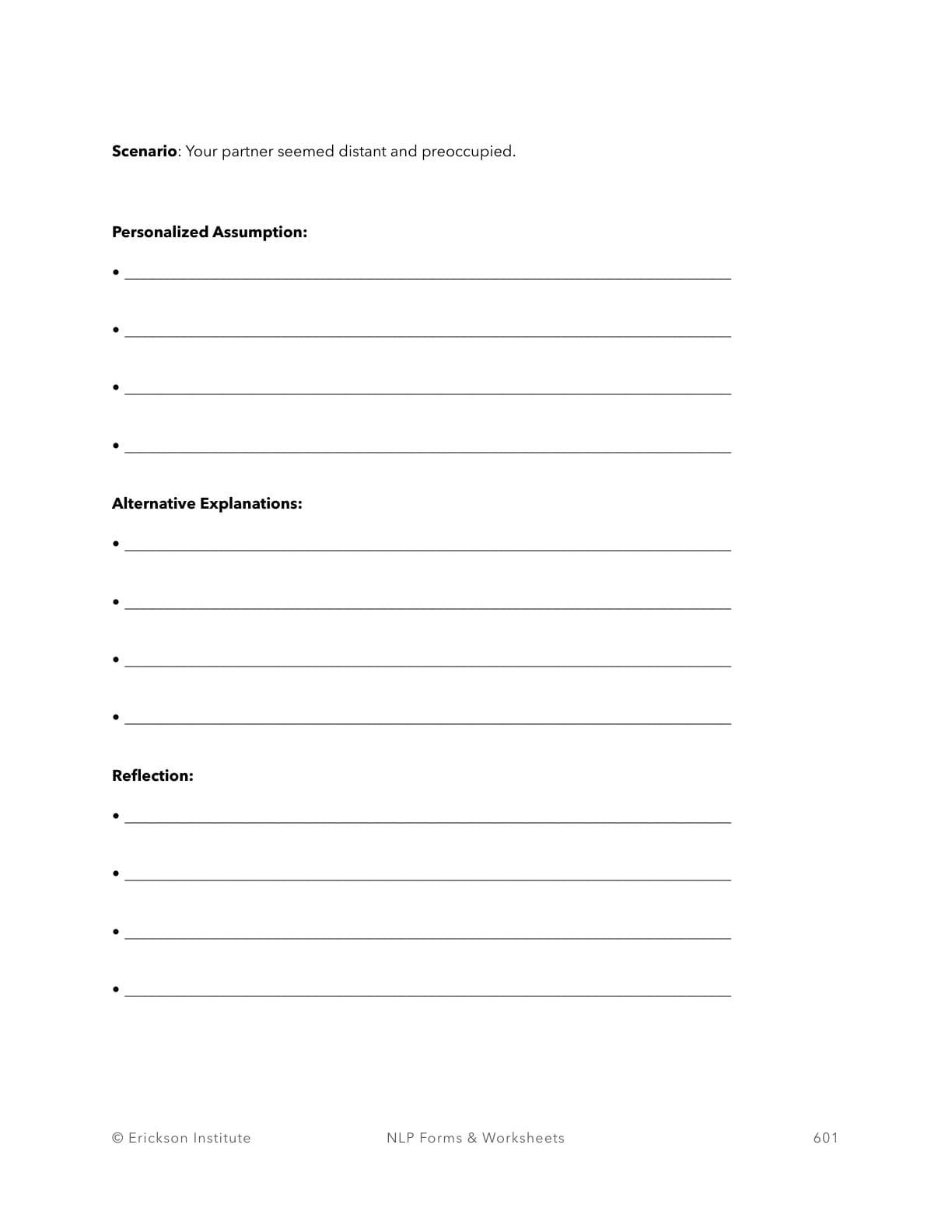 Exploring Alternatives to Personalized Assumptions Worksheet (Examples) - Neuro Linguistic Programming 3