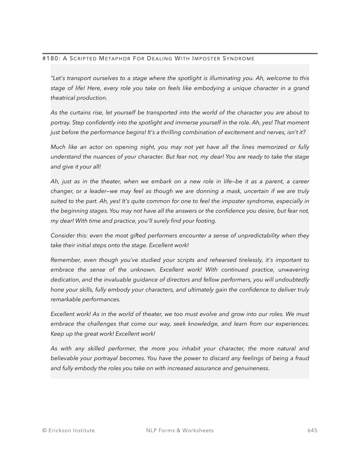 A Scripted Metaphor For Dealing With Imposter Syndrome - Neuro Linguistic Programming 1