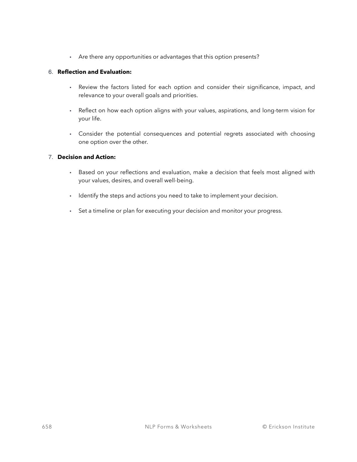 Decision Dilemma Resolution Form - Neuro Linguistic Programming 2