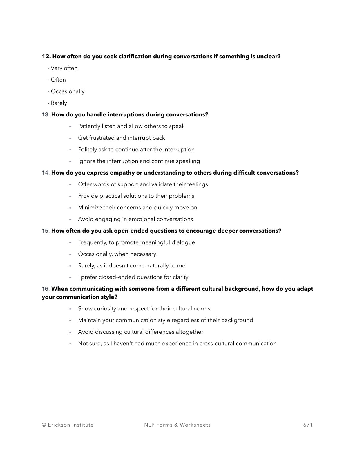 Communication Styles Assessment - Neuro Linguistic Programming 3