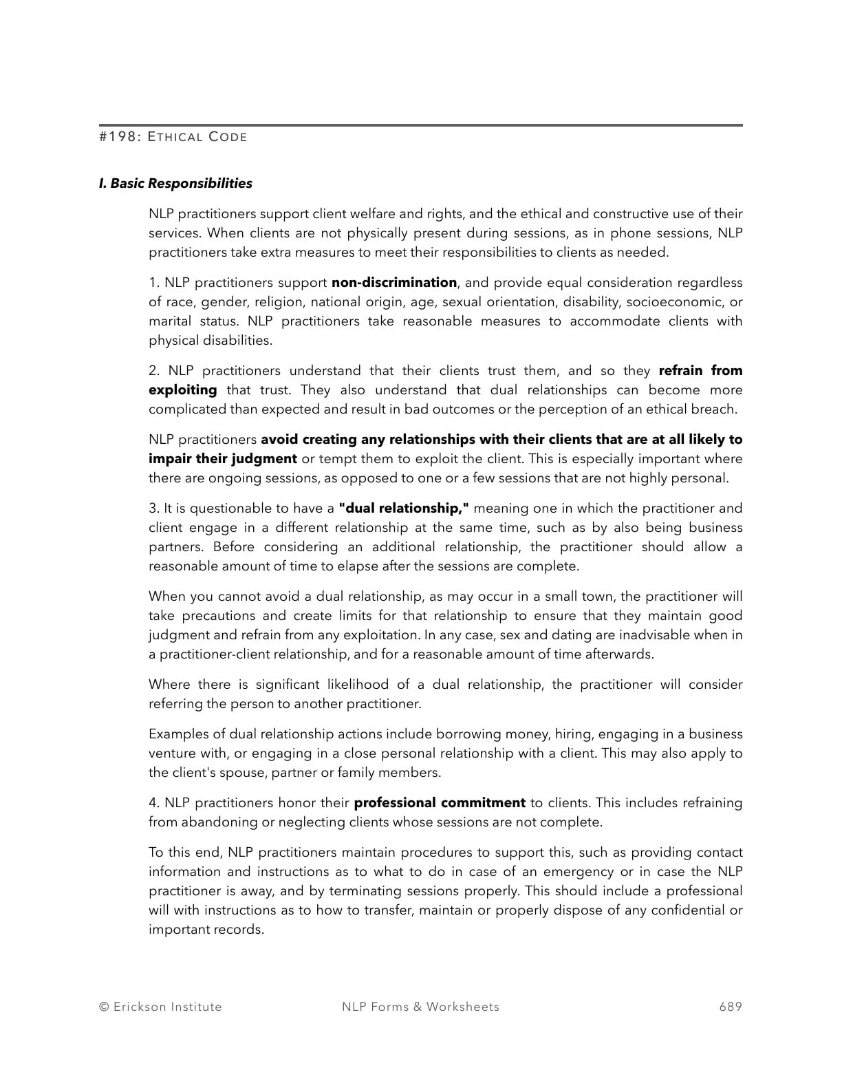 Ethical Code - Neuro Linguistic Programming 1