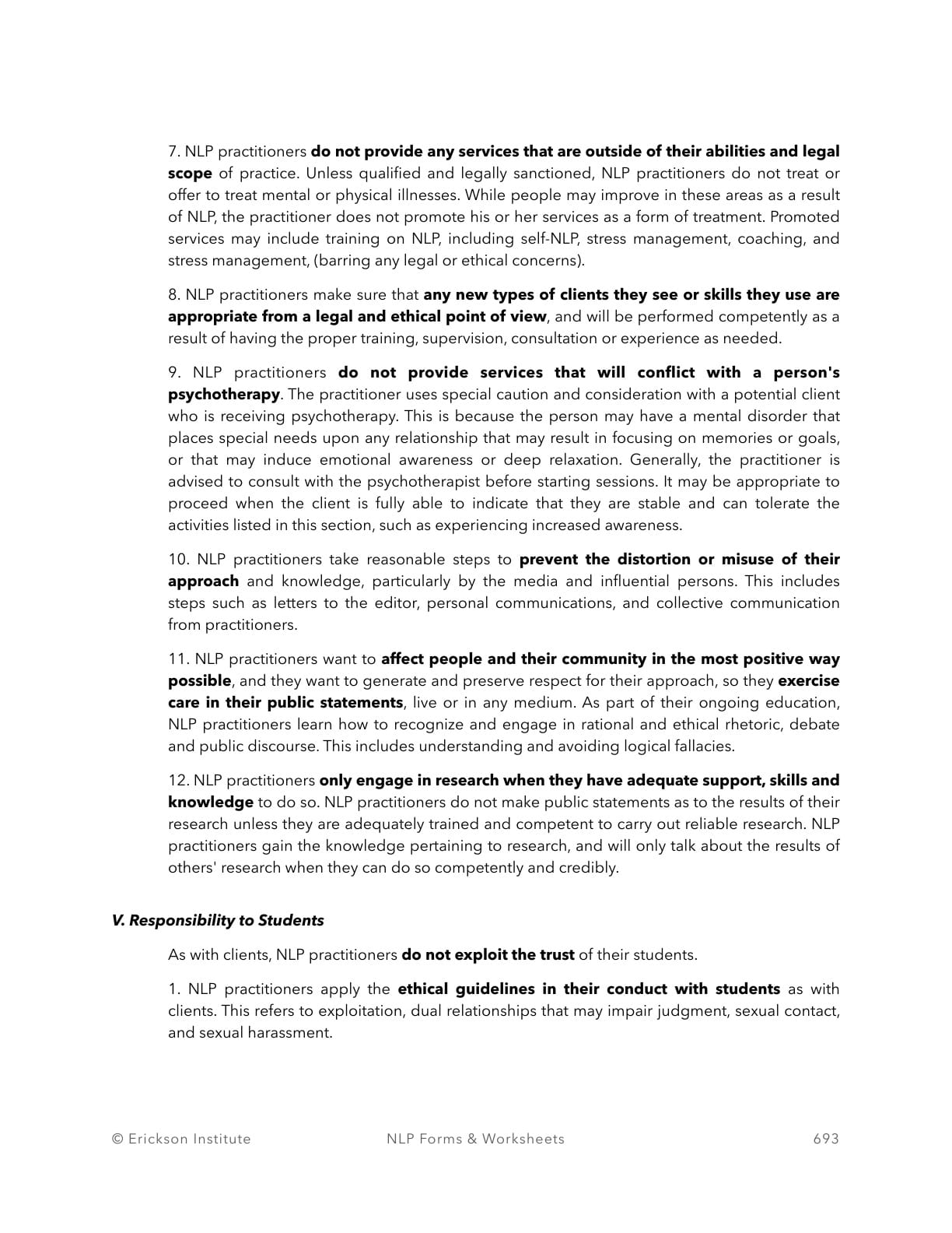 Ethical Code - Neuro Linguistic Programming 5