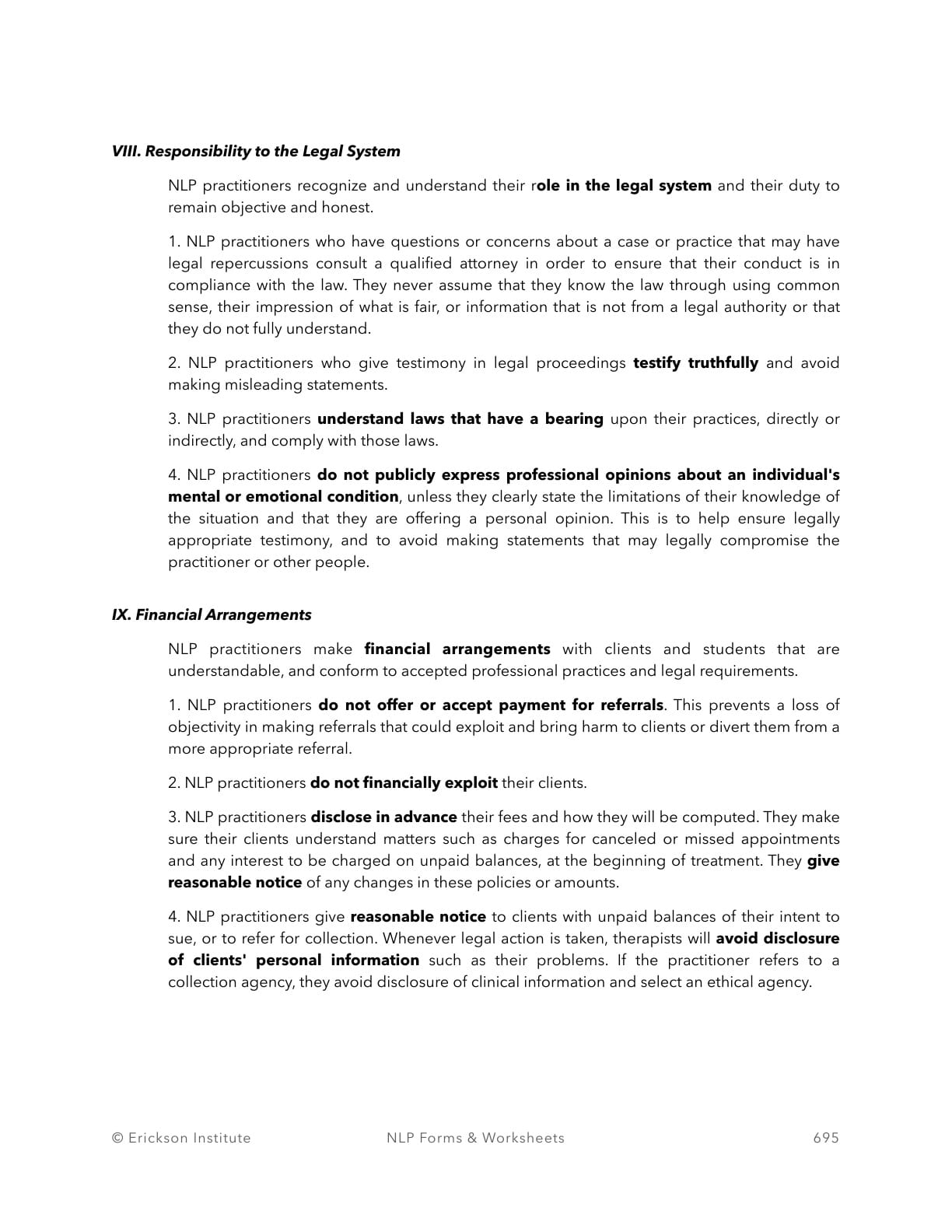 Ethical Code - Neuro Linguistic Programming 7