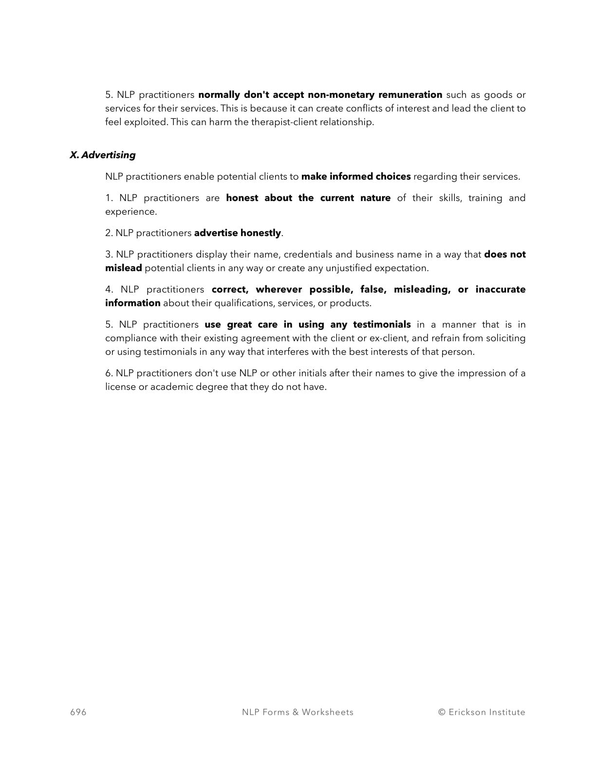 Ethical Code - Neuro Linguistic Programming 8