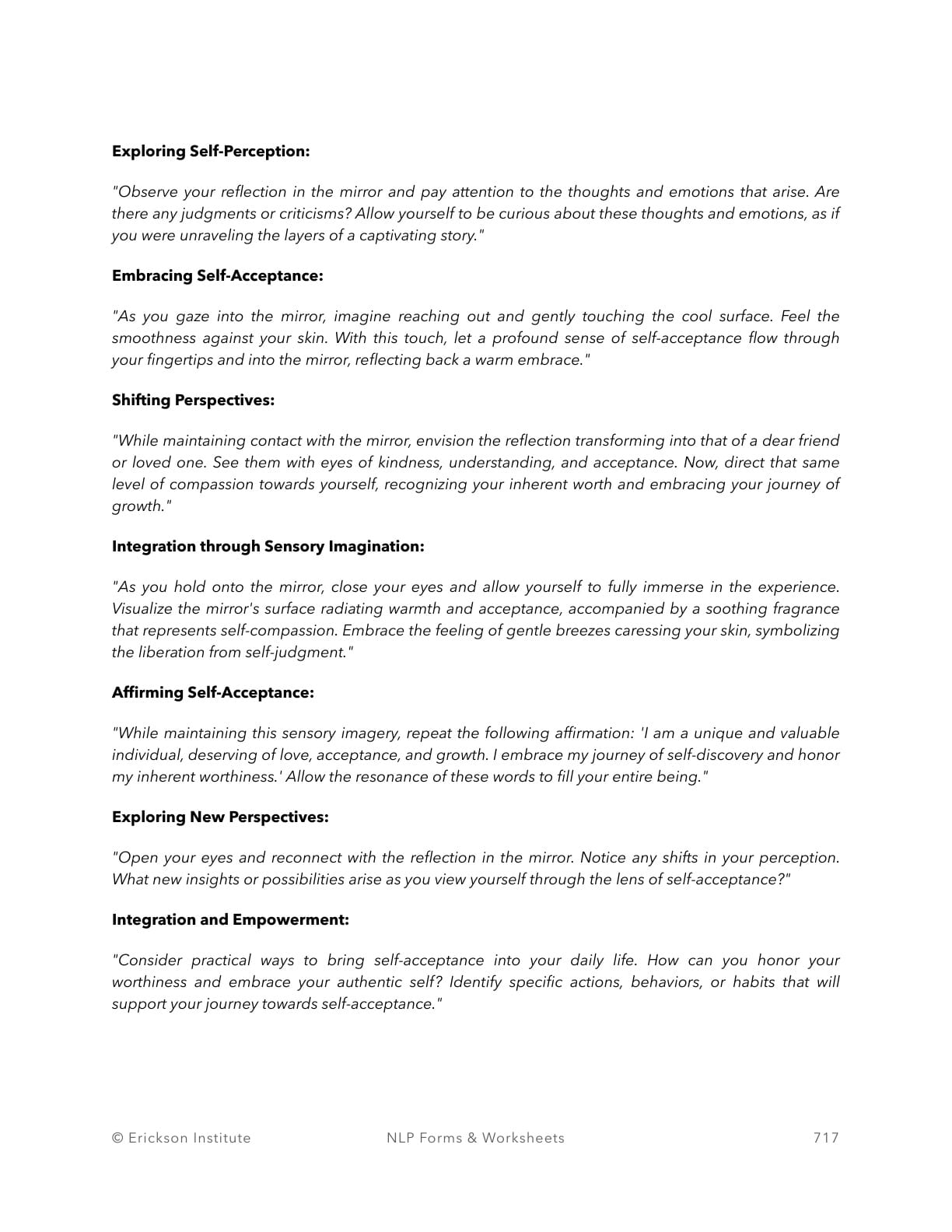 Reflections of Self-Acceptance Procedure - Neuro Linguistic Programming 3