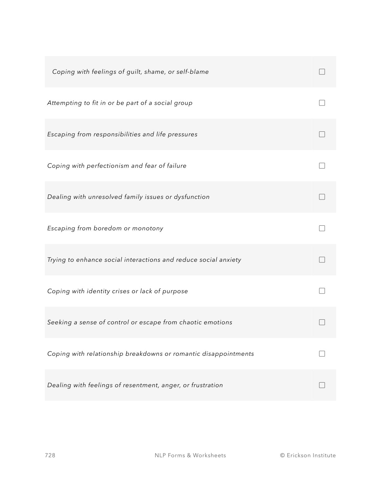 Emotional Causes Of Alcoholism Checklist - Neuro Linguistic Programming 2