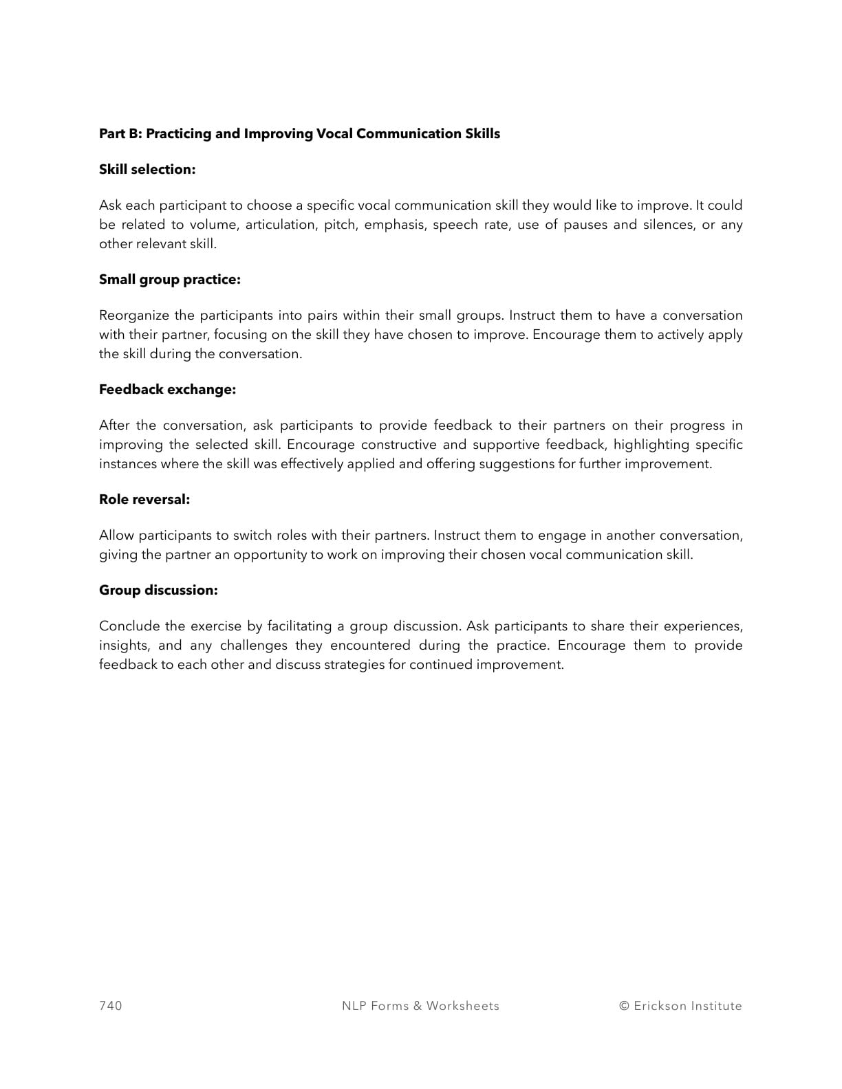 DVCS - Group Exercise Participant Feedback Form - Neuro Linguistic Programming 2