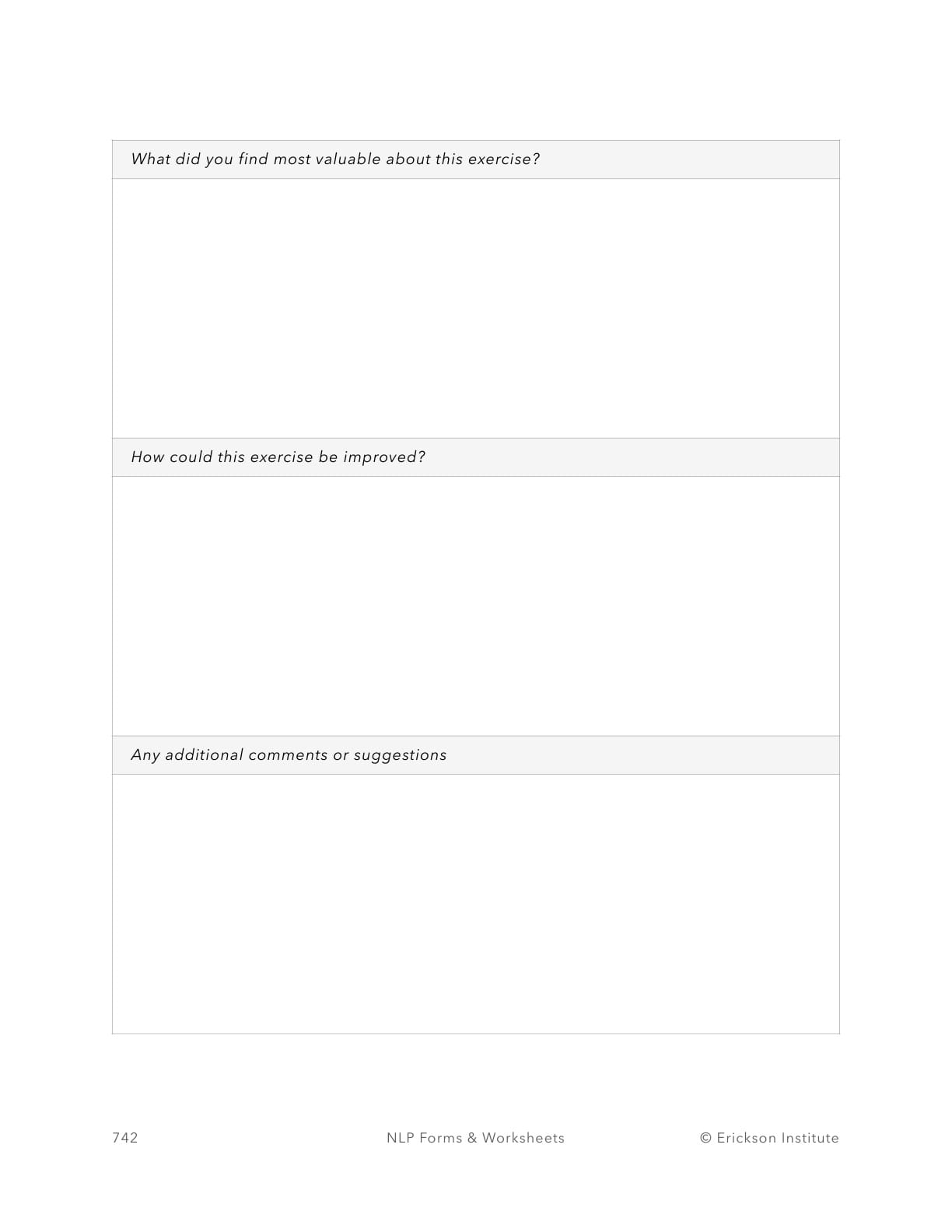 DVCS - Group Exercise Participant Feedback Form - Neuro Linguistic Programming 2