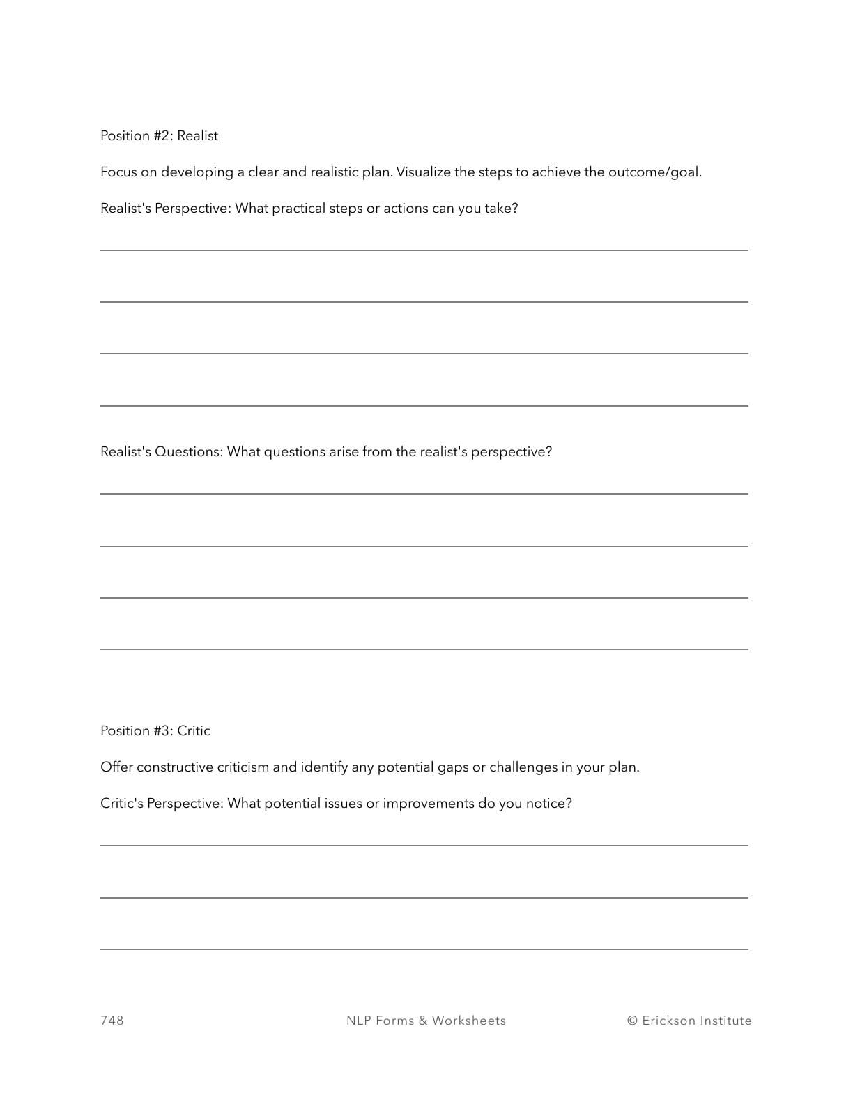 Walt Disney Technique - Positions Diagram - Neuro Linguistic Programming 2