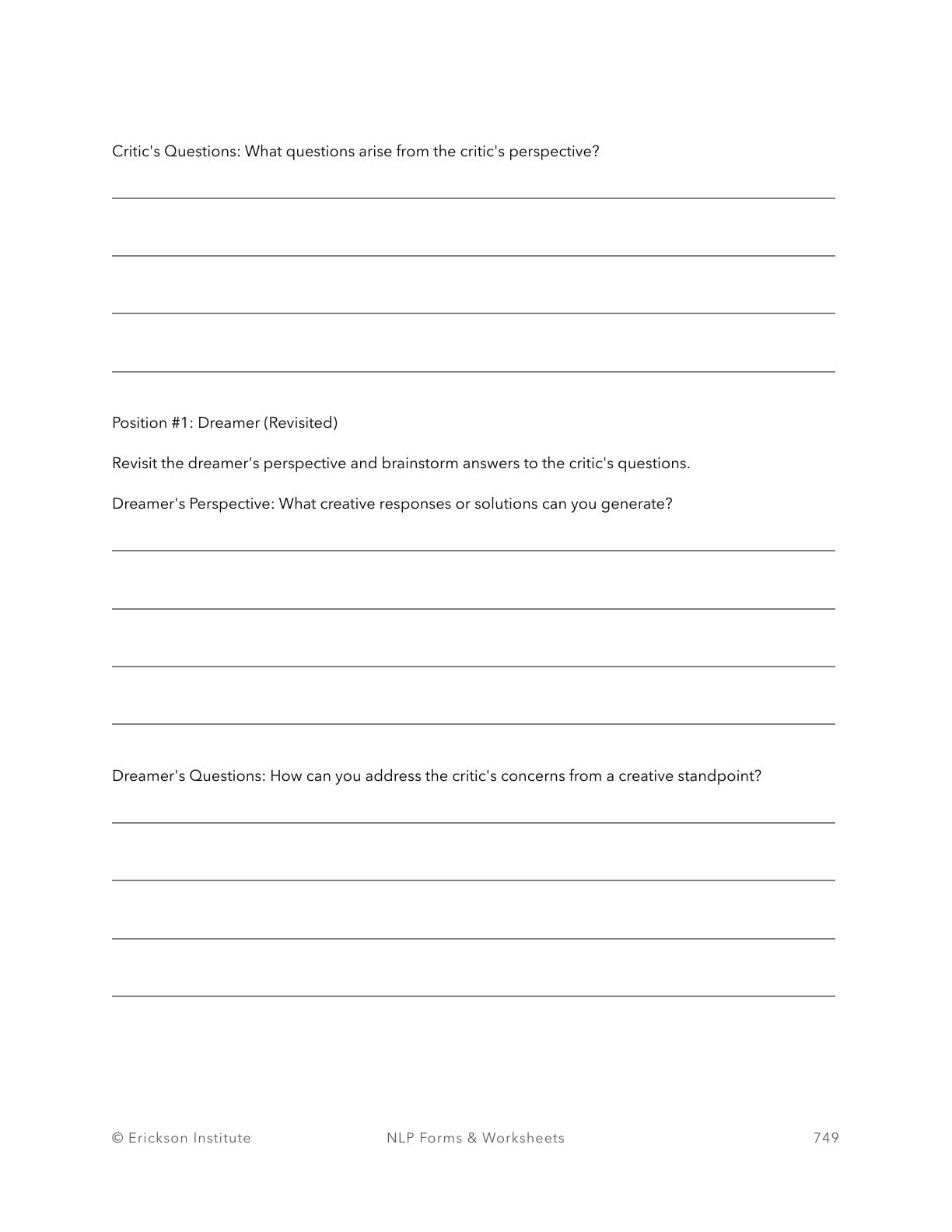 Walt Disney Technique - Positions Diagram - Neuro Linguistic Programming 3