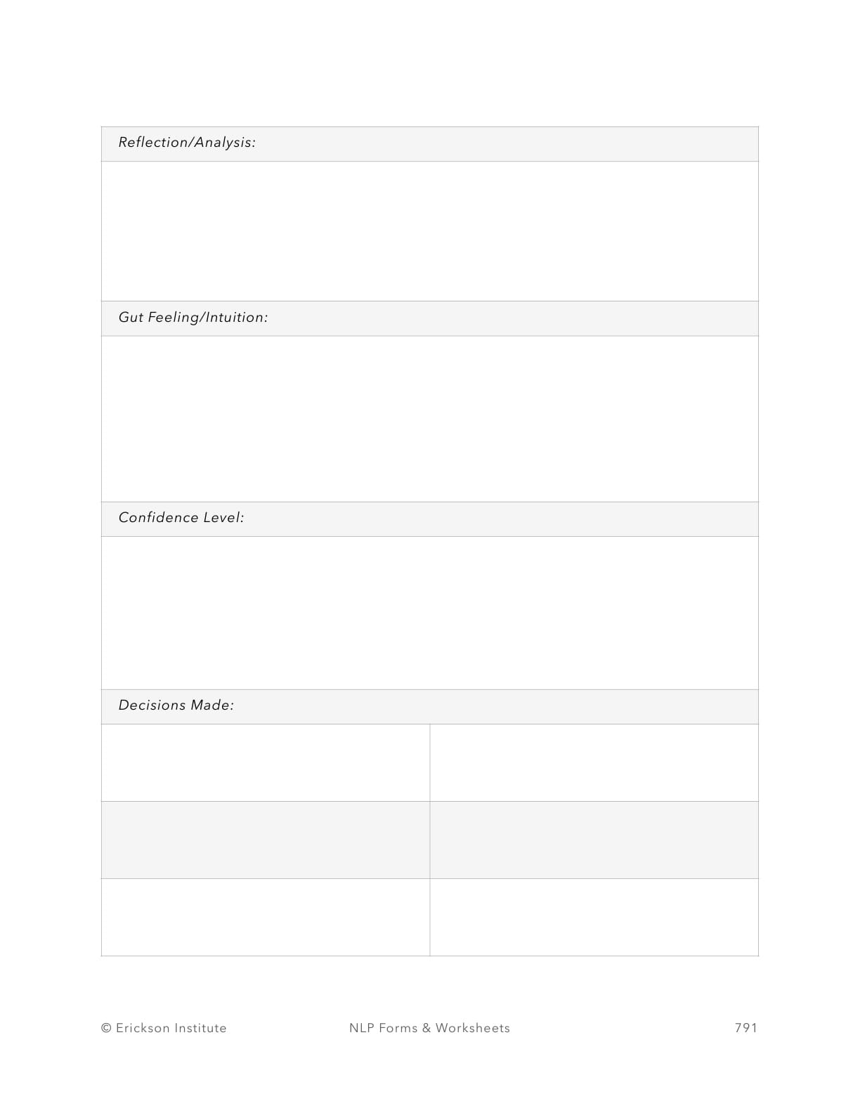 Action Consideration Form - Neuro Linguistic Programming 3