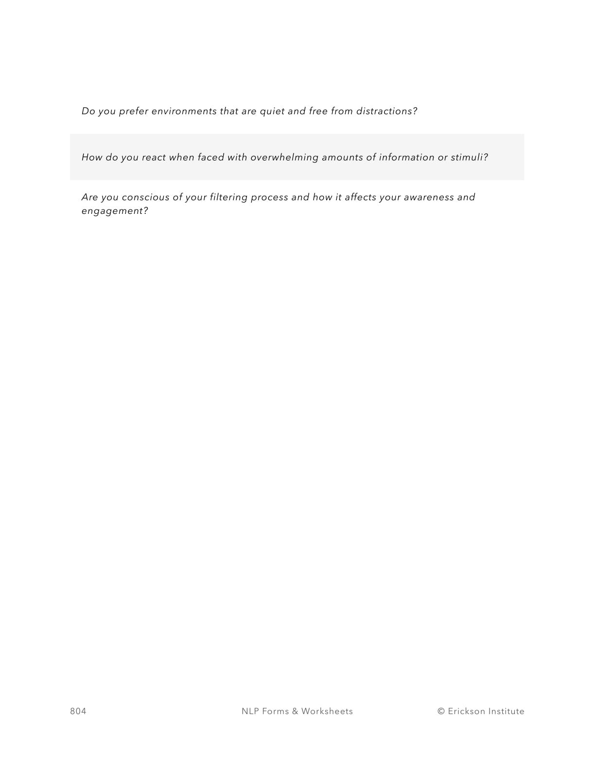 Focus Sorting Assessment - Neuro Linguistic Programming 2