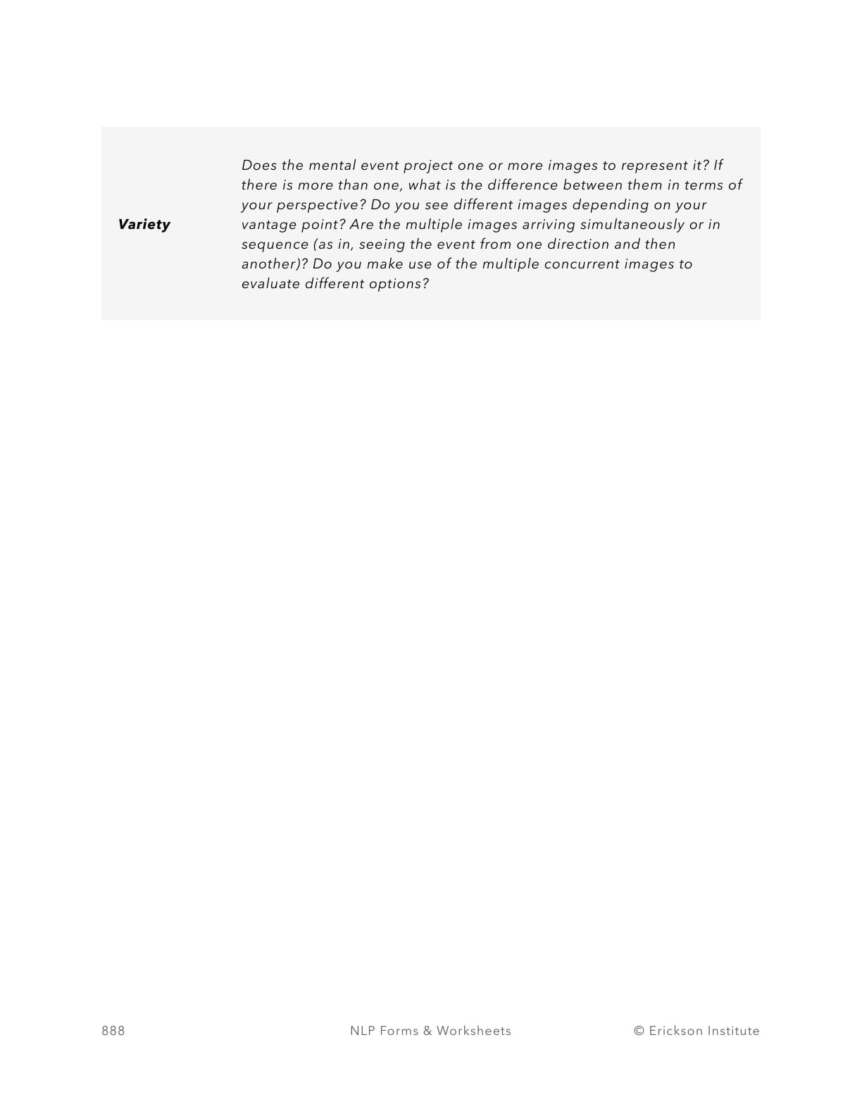 The Kinesthetic Sub-Modalities Worksheet - Neuro Linguistic Programming 4