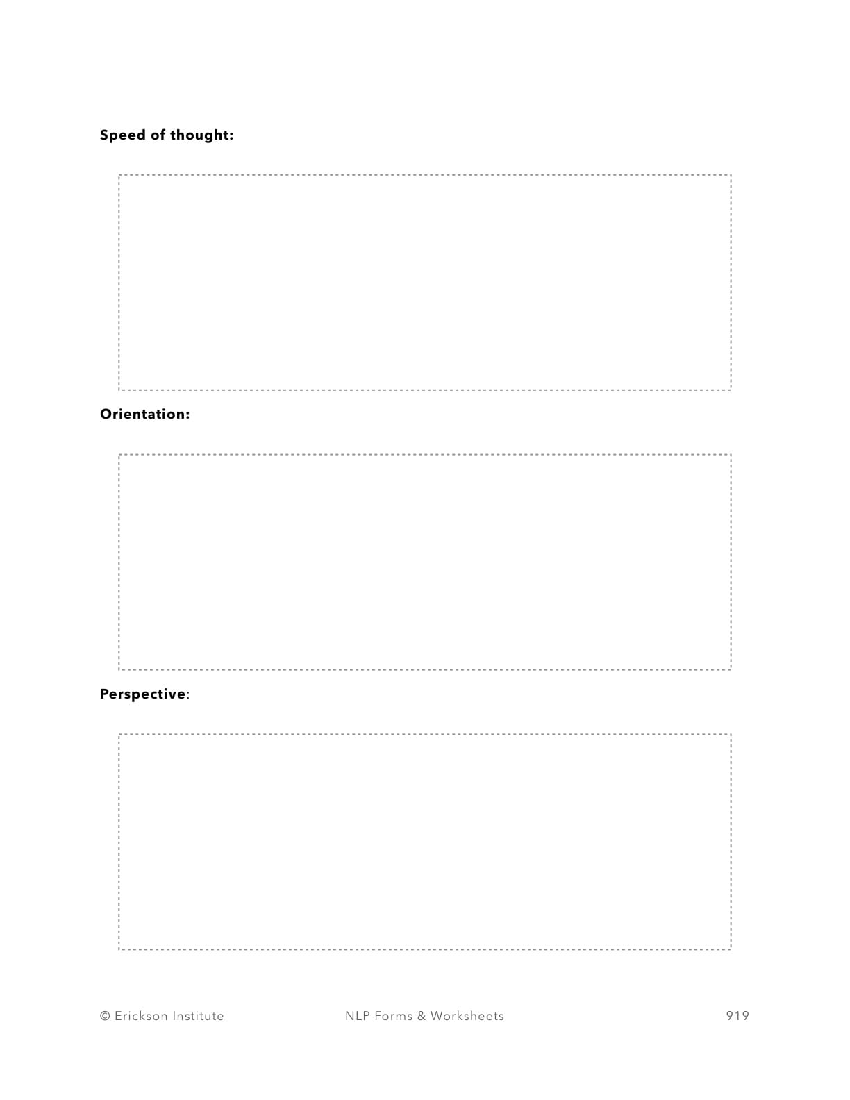 Visual Sub-Modalities Exploration Worksheet - Neuro Linguistic Programming 7