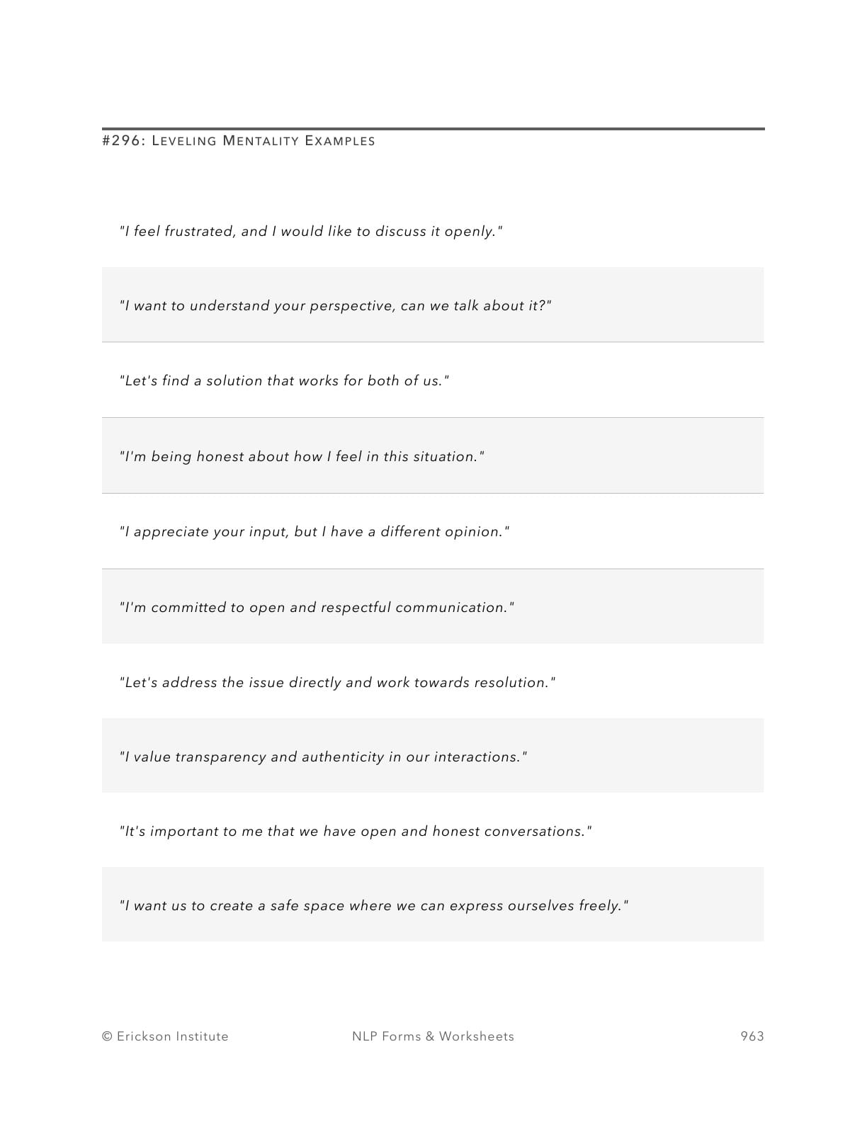 Satir Modes - Examination Answers - Neuro Linguistic Programming 1