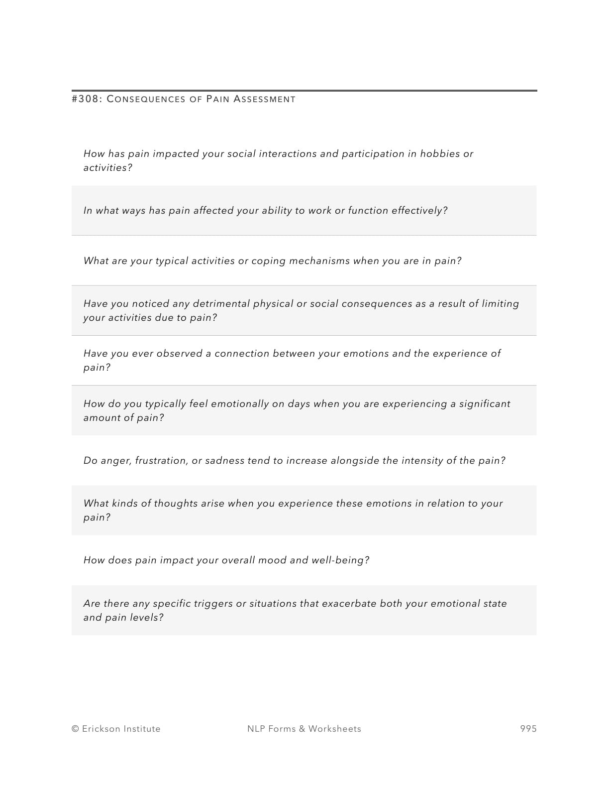 Consequences of Pain Assessment - Neuro Linguistic Programming 1