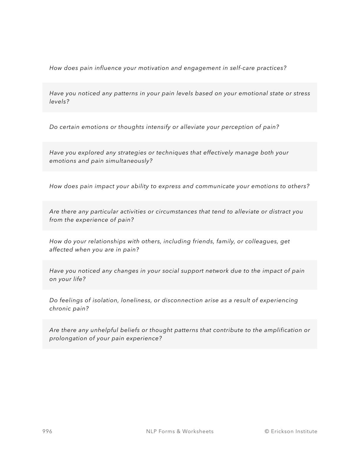 Consequences of Pain Assessment - Neuro Linguistic Programming 2