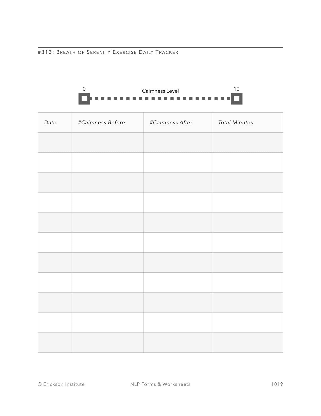 Breath of Serenity Exercise Daily Tracker - Neuro Linguistic Programming 1