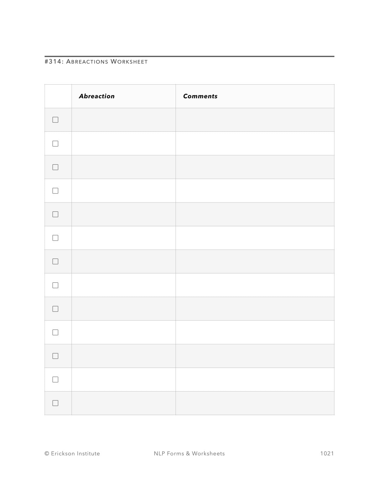 Abreactions List - Neuro Linguistic Programming 1