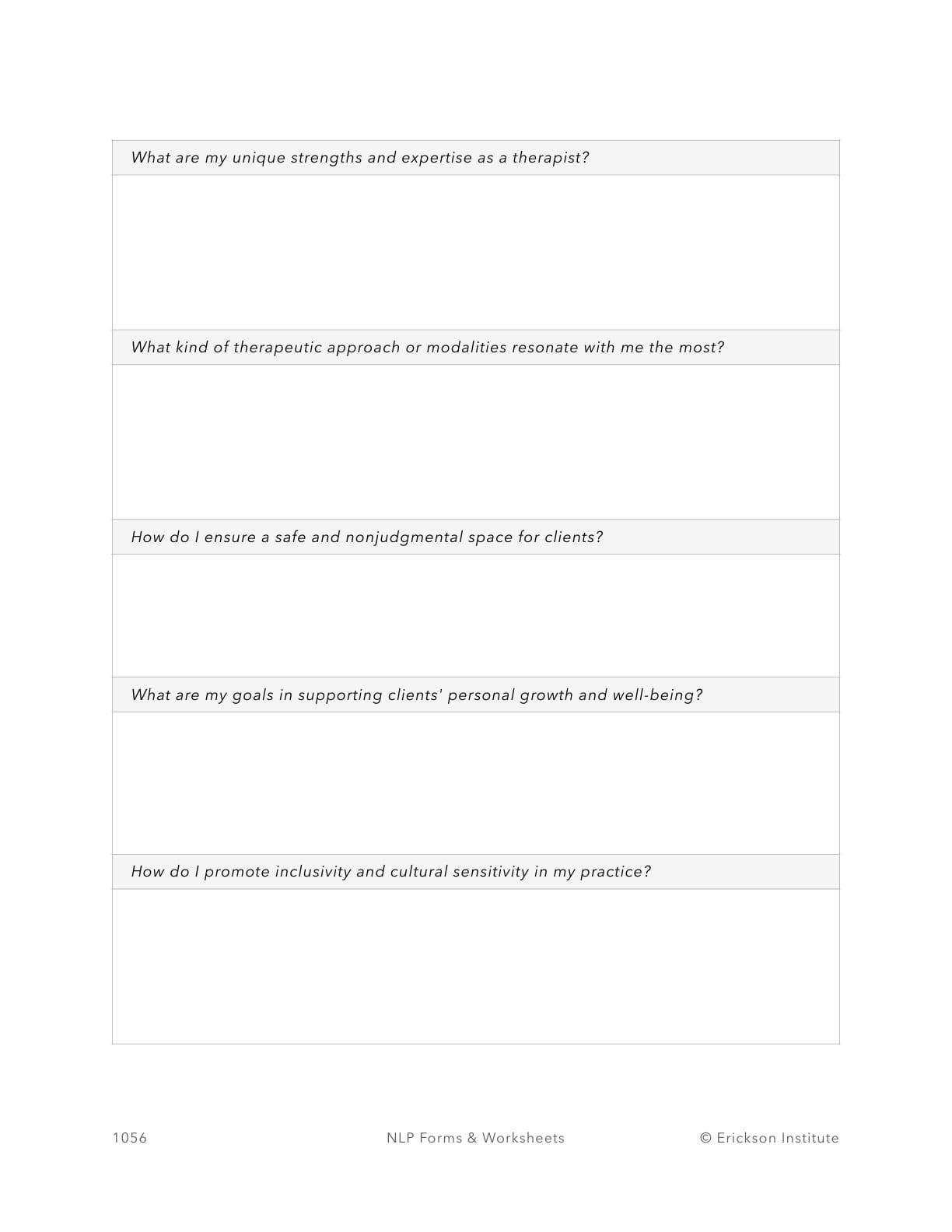 Defining Our Therapeutic Purpose - Form - Neuro Linguistic Programming 2