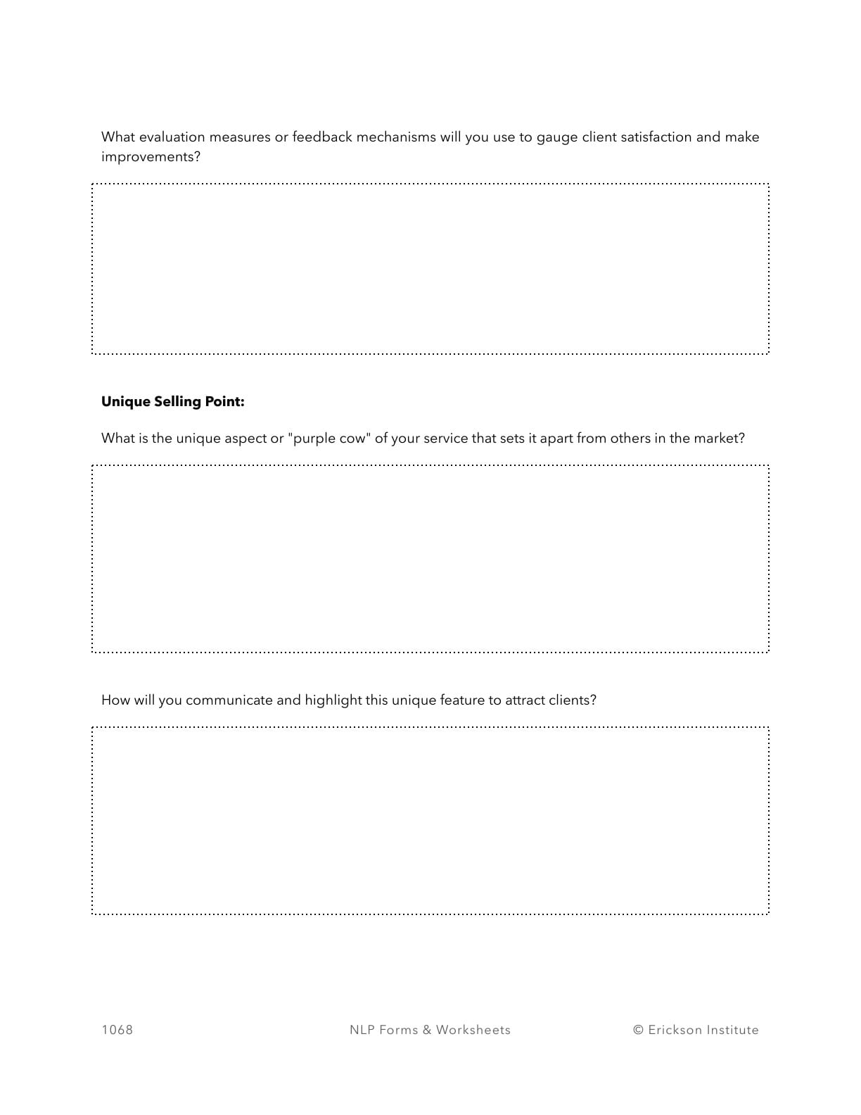 Strategic Planning and Effective Marketing Worksheet - Neuro Linguistic Programming 8