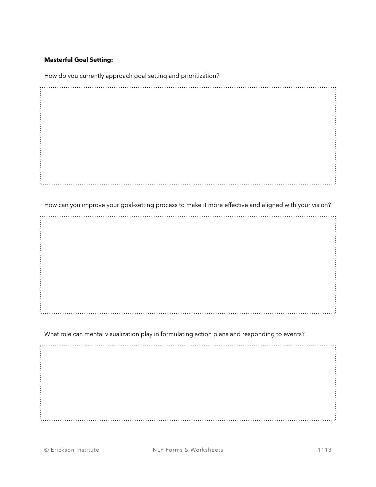 Charting the Course of Mastery Form - Neuro Linguistic Programming 7