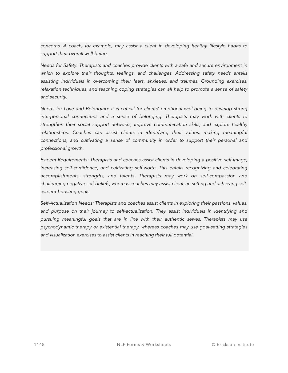 Maslow’s Hierarchy Of Needs Orientation - Neuro Linguistic Programming 2