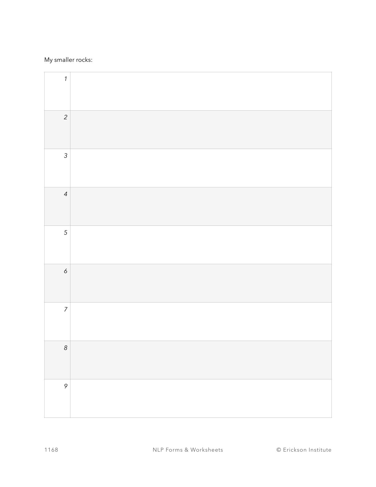 The Rock Jar Principle Worksheet - Neuro Linguistic Programming 2