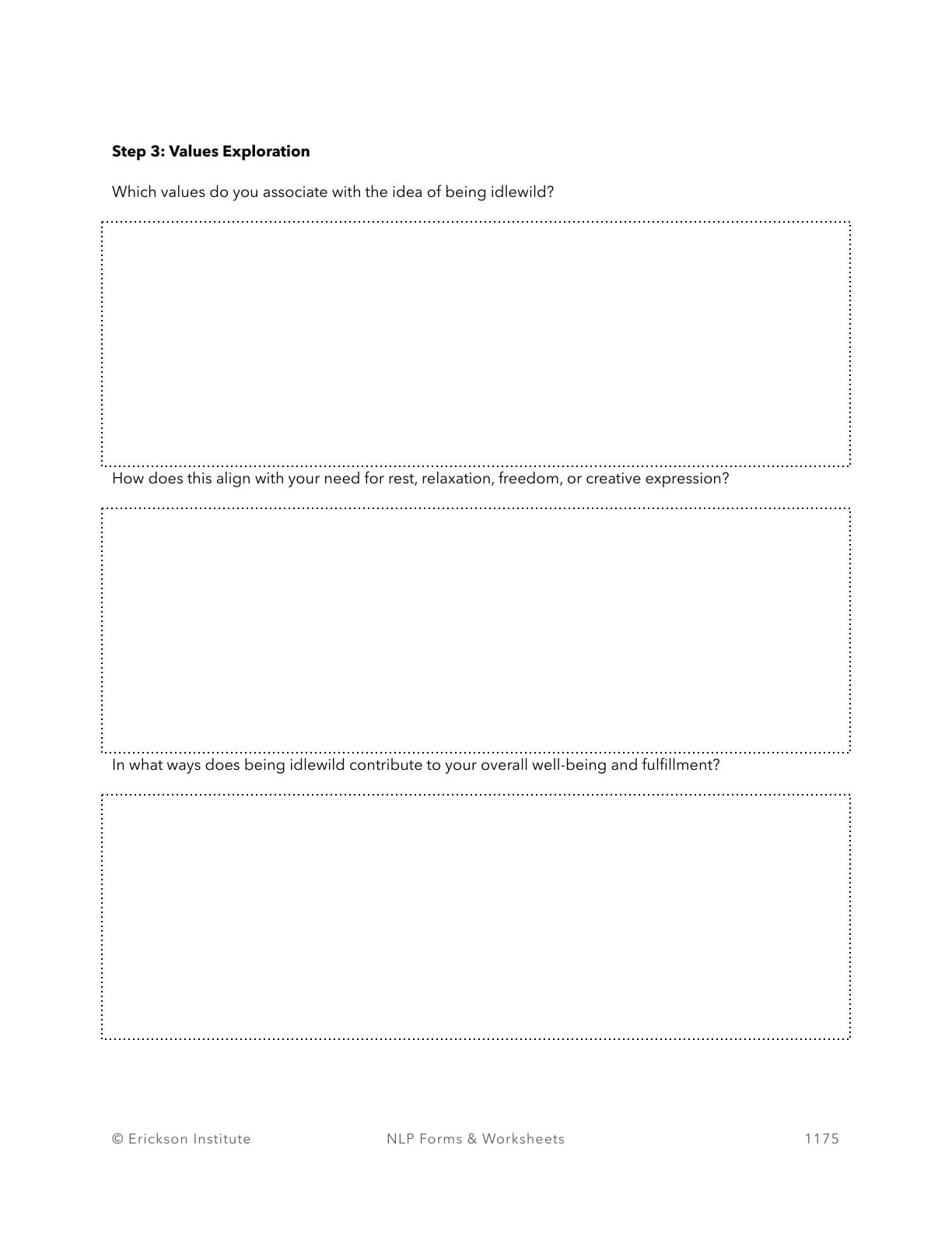 The Idlewild Process Worksheet - Neuro Linguistic Programming 3