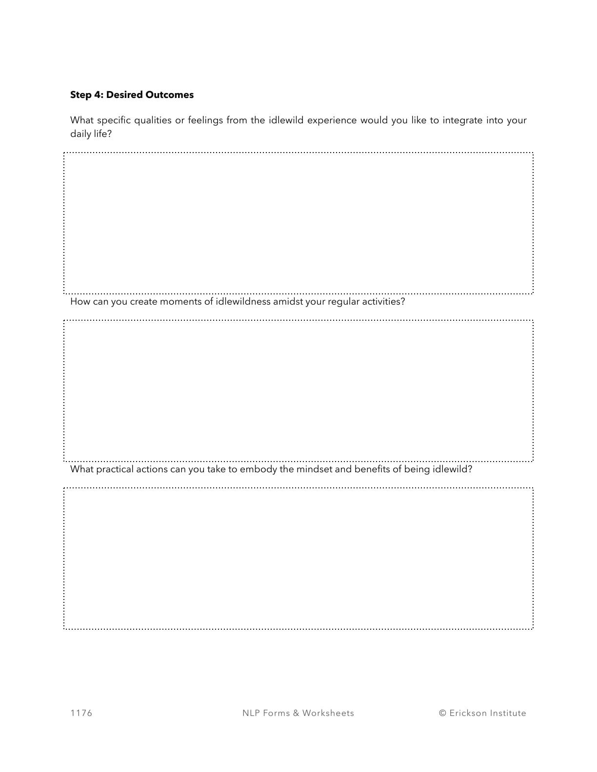 The Idlewild Process Worksheet - Neuro Linguistic Programming 4