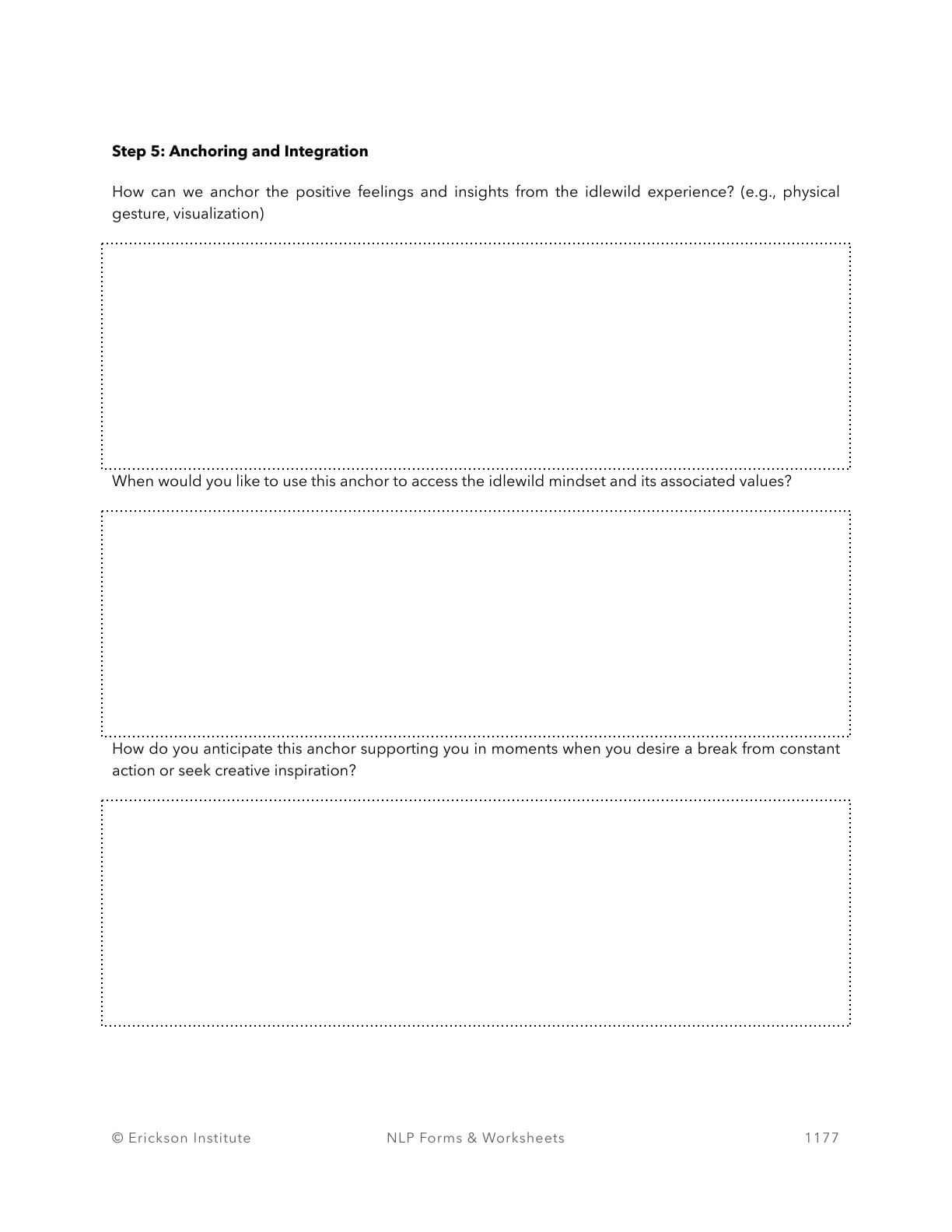 The Idlewild Process Worksheet - Neuro Linguistic Programming 5
