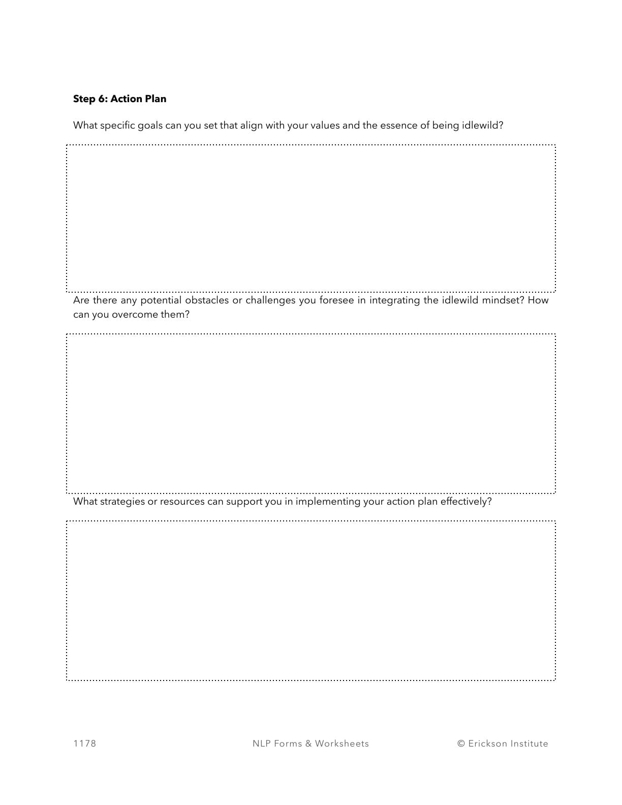 The Idlewild Process Worksheet - Neuro Linguistic Programming 6