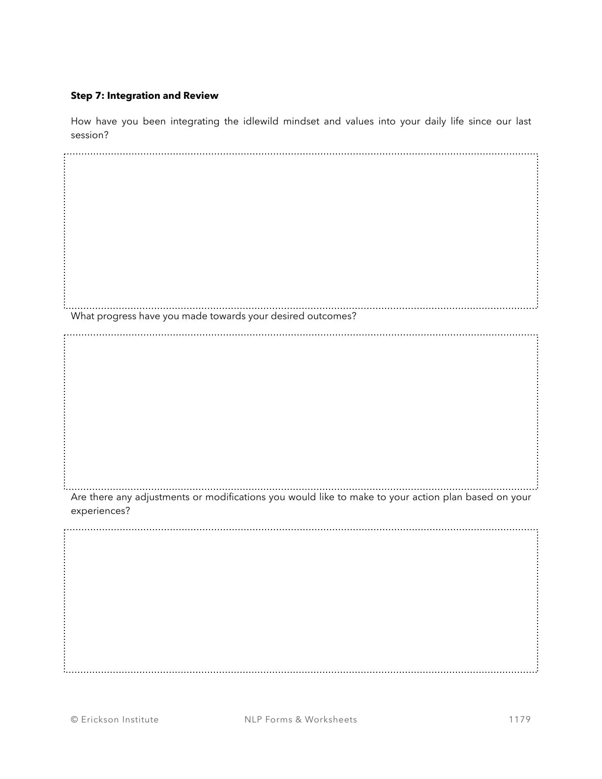 The Idlewild Process Worksheet - Neuro Linguistic Programming 7