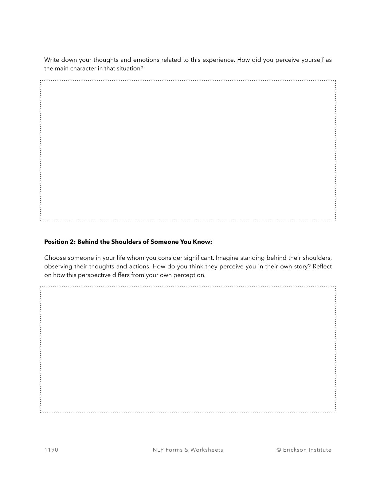 Releasing the Weight of External Validation Worksheet - Neuro Linguistic Programming 2
