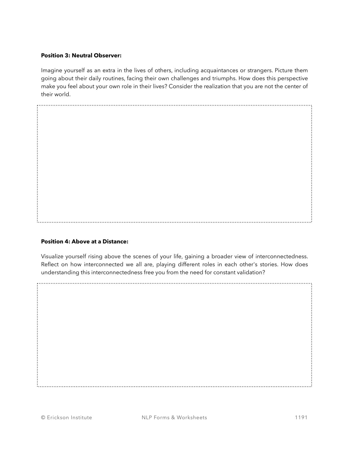 Releasing the Weight of External Validation Worksheet - Neuro Linguistic Programming 3