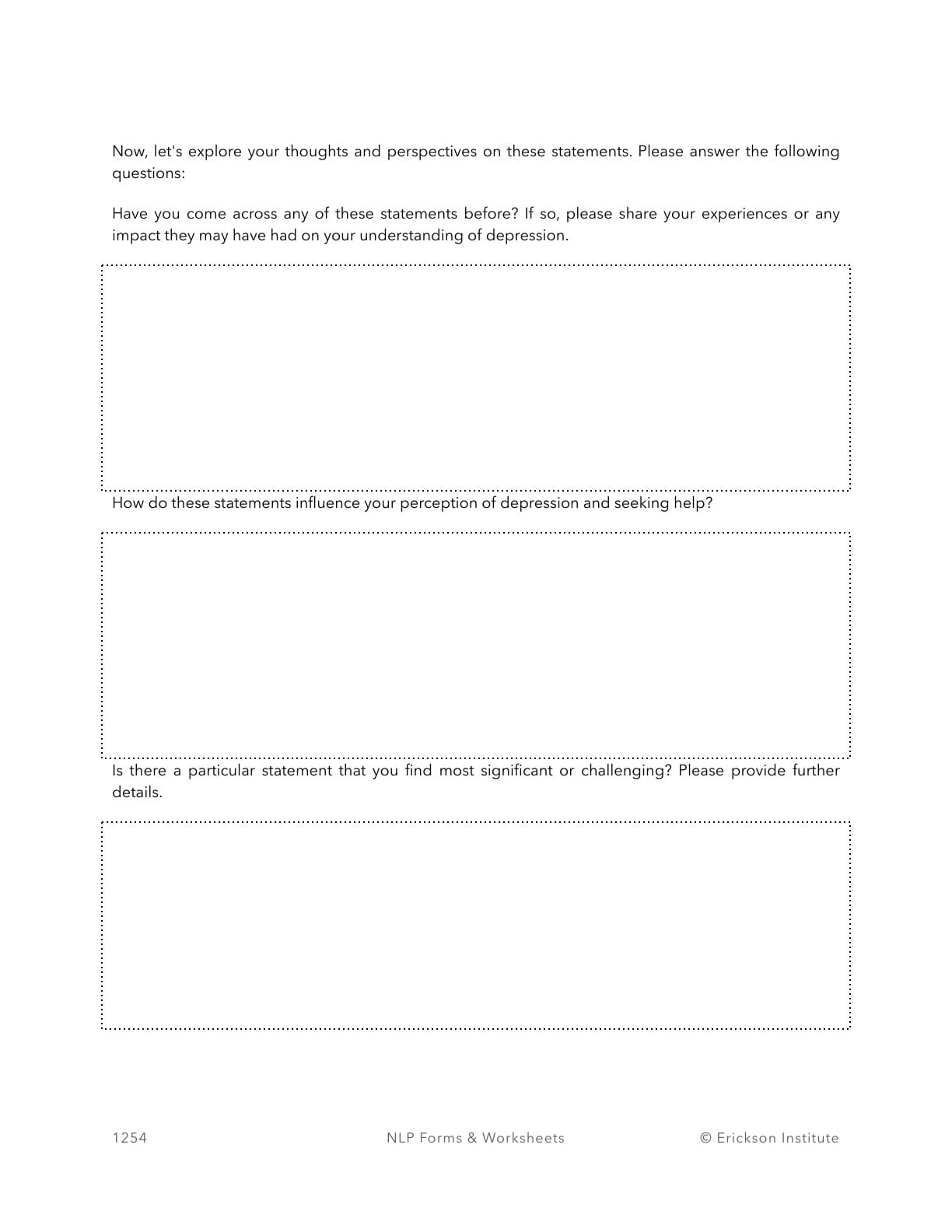 Depression Facts and Misconceptions Worksheet - Neuro Linguistic Programming 2
