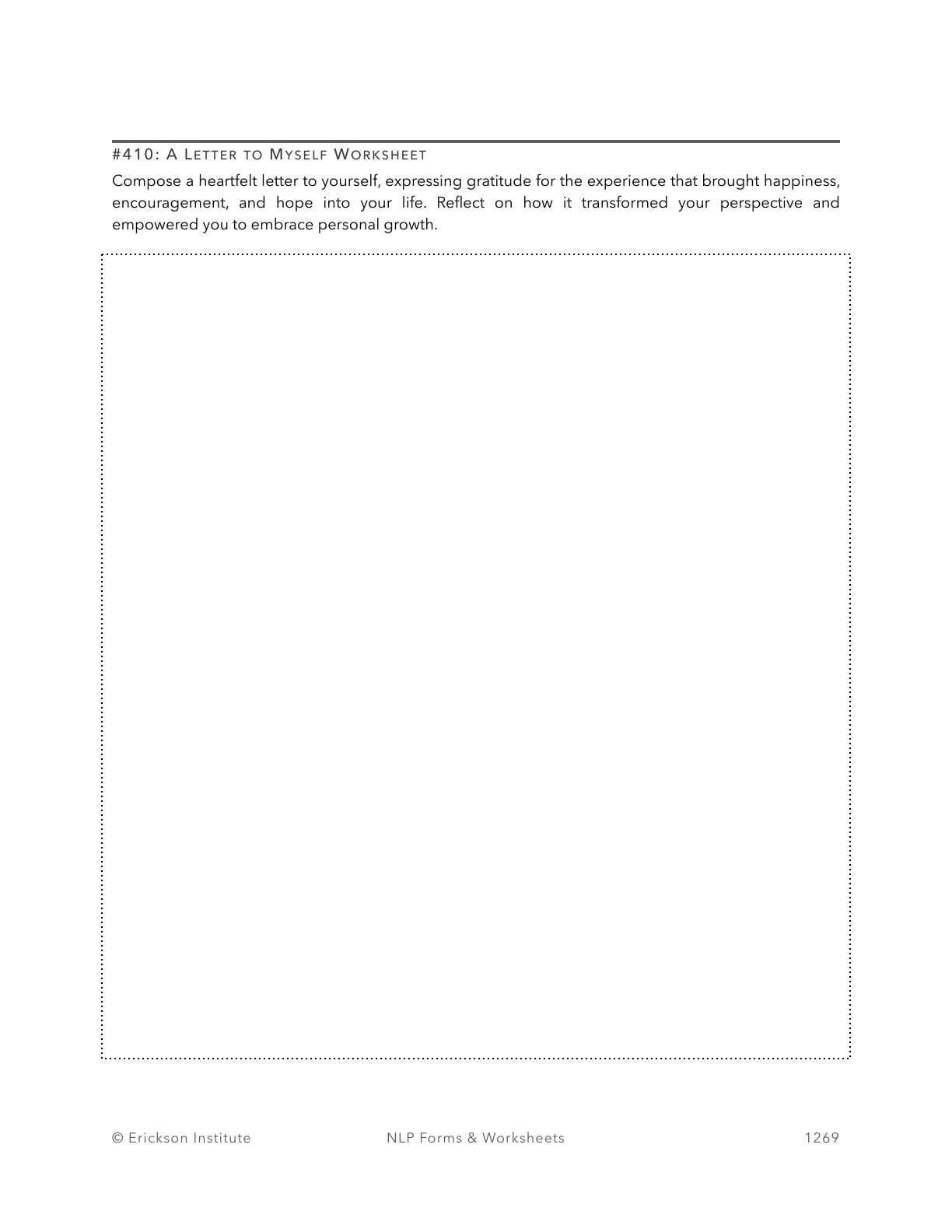 A Letter to Myself Worksheet - Neuro Linguistic Programming 1