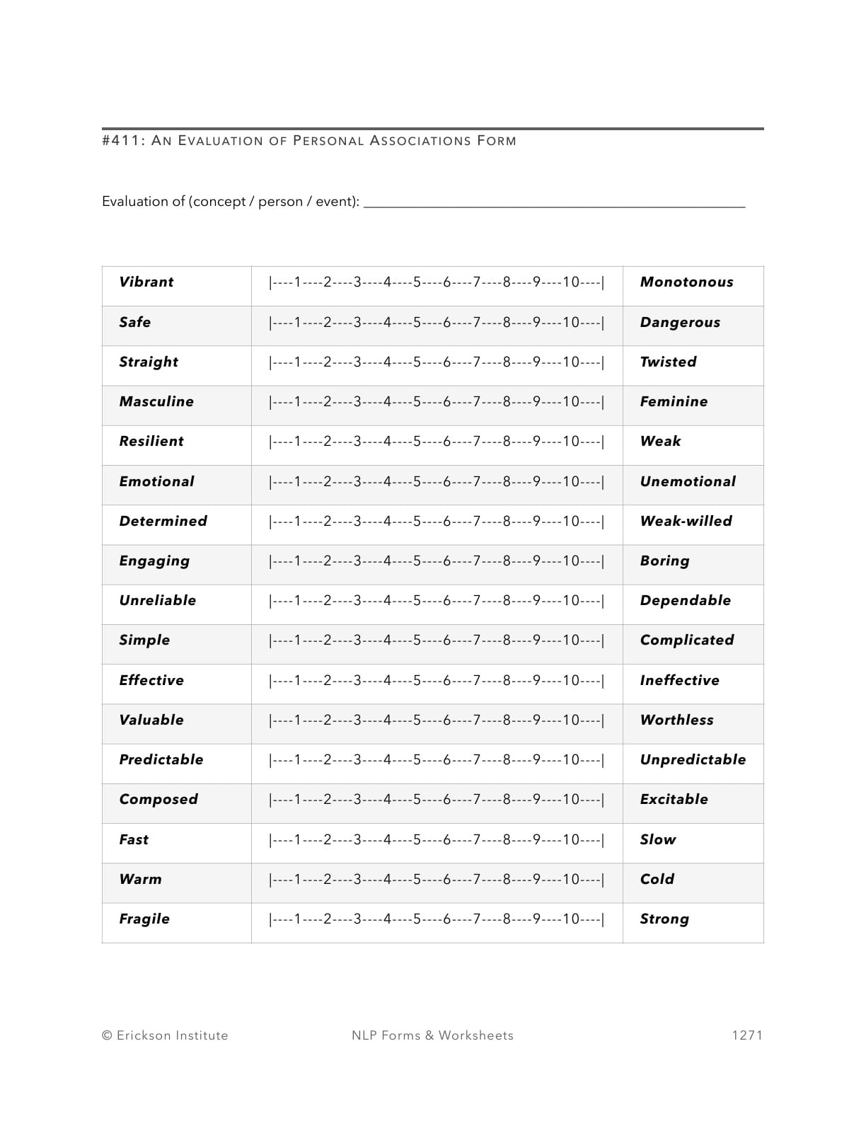 An Evaluation of Personal Associations Form - Neuro Linguistic Programming 1
