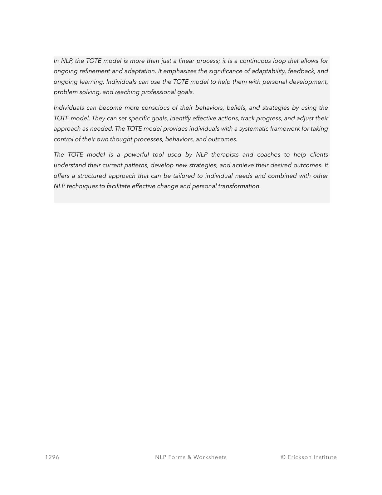 T.O.T.E Orientation - Neuro Linguistic Programming 2