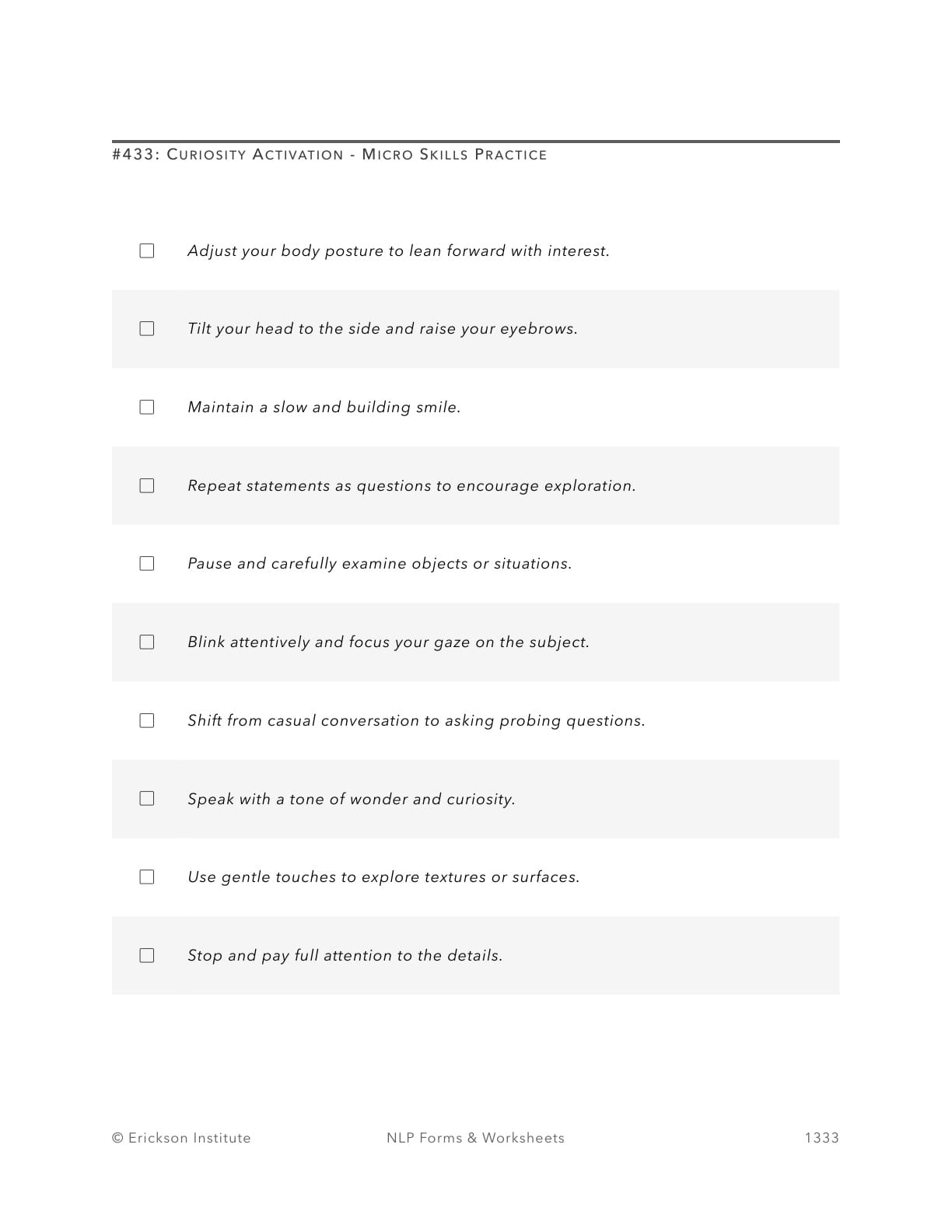 Curiosity Activation - Micro Skills Practice - Neuro Linguistic Programming 1