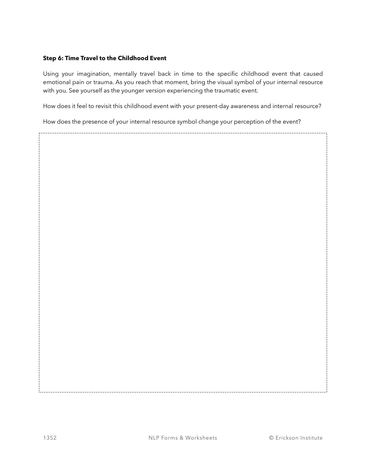 Healing Childhood Wounds Worksheet - Neuro Linguistic Programming 6