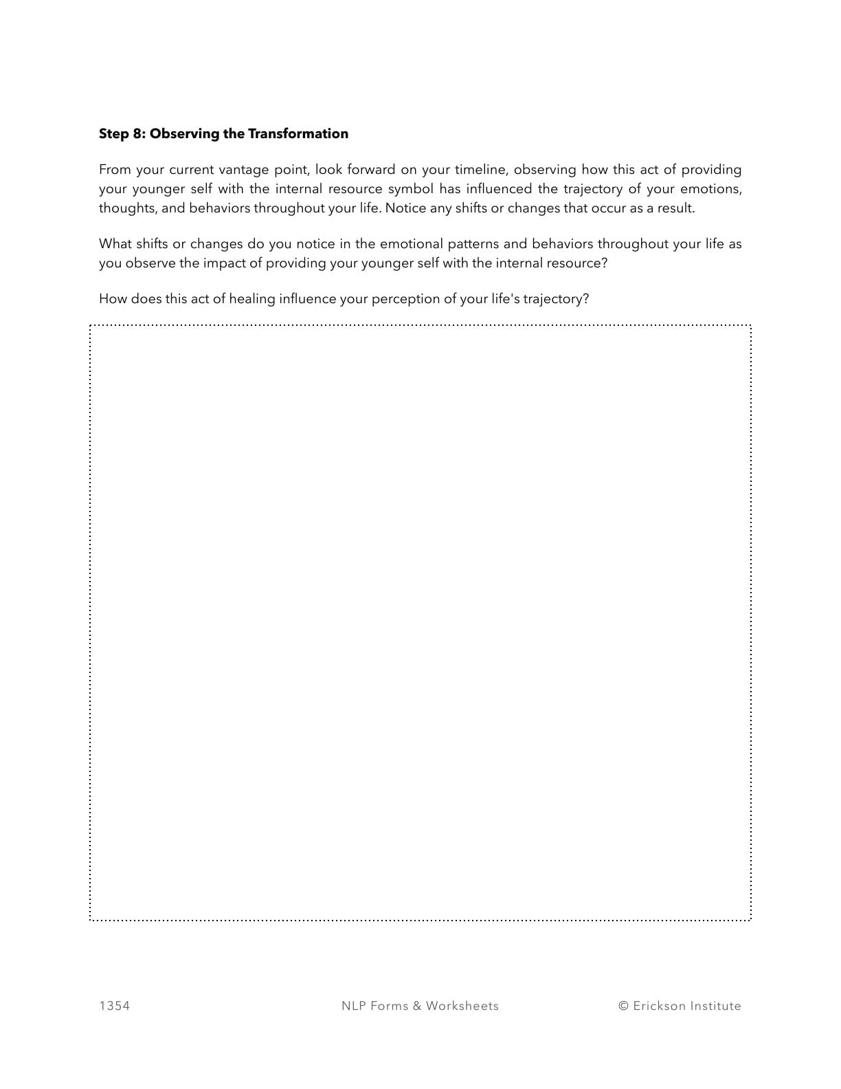 Healing Childhood Wounds Worksheet - Neuro Linguistic Programming 8