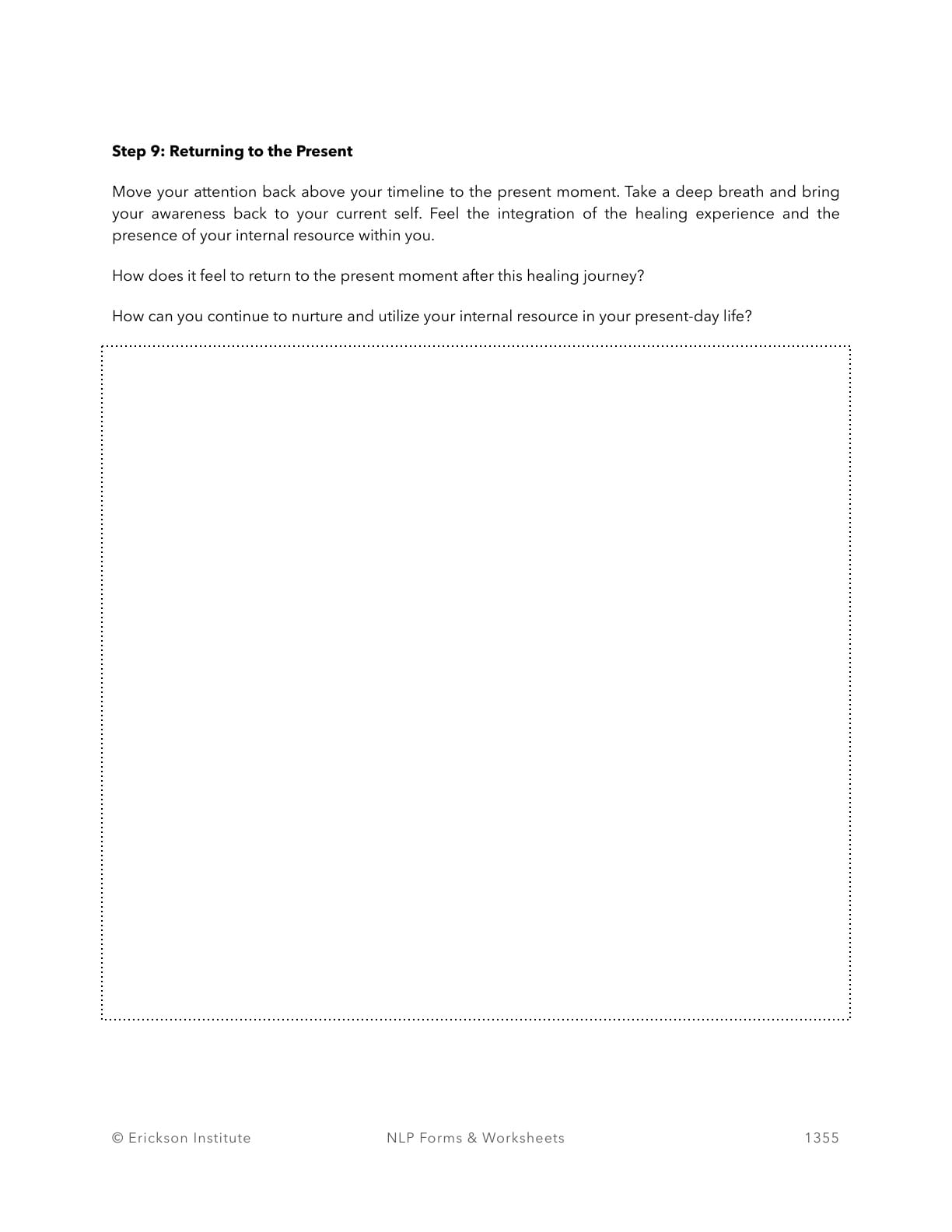 Healing Childhood Wounds Worksheet - Neuro Linguistic Programming 9